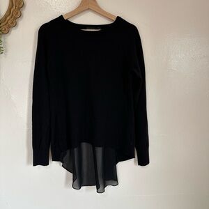 Karen Millen Black Sweater with Sheer Back Panel Inset, Lace Detail, Size Small
